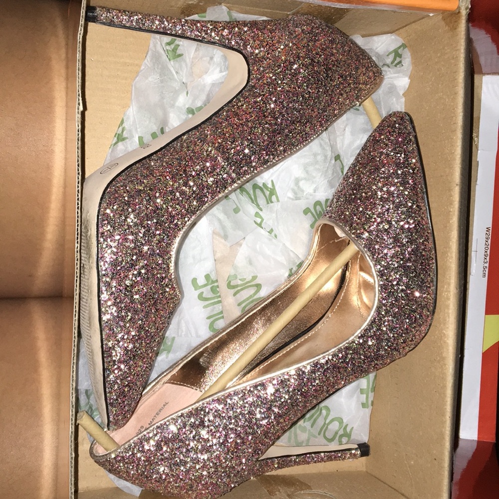 Blush glitter heels